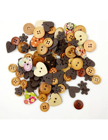 100 Botones de Madera 15mm Vingol para Manualidades Café