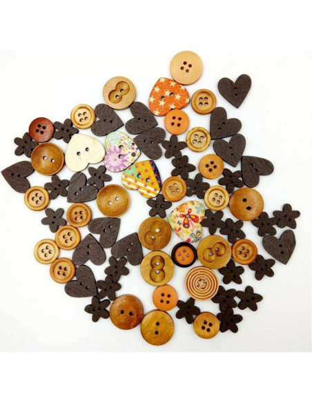 100 Botones de Madera 15mm Vingol para Manualidades Café