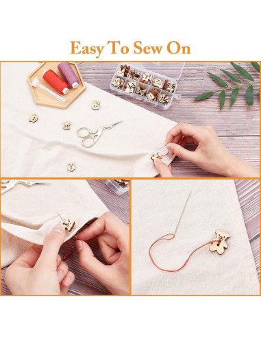 Botones de Costura de Madera Arricraft 100 Pcs Animales