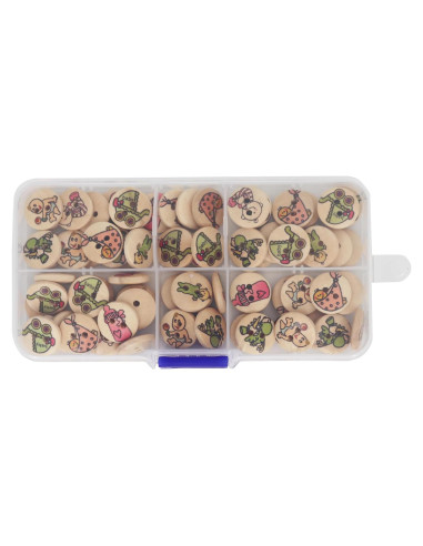 Botones de Madera LERFEY 15mm 100 Pcs Patrones Asortidos