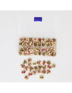 Botones de Madera LERFEY 15mm 100 Pcs Patrones Asortidos 2