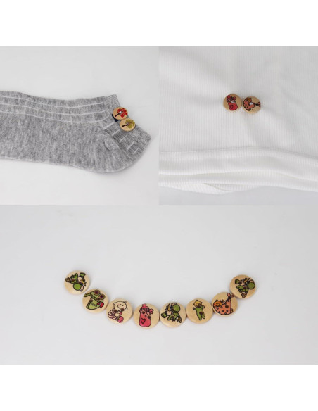 Botones de Madera LERFEY 15mm 100 Pcs Patrones Asortidos