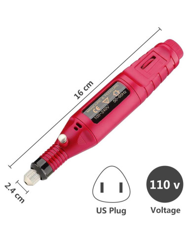 Taladro de Uñas Eléctrico Pinkiou con 12 Accesorios