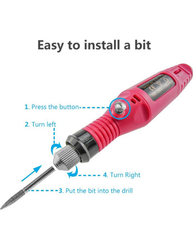 Taladro de Uñas Eléctrico Pinkiou con 12 Accesorios