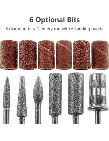 Taladro de Uñas Eléctrico Pinkiou con 12 Accesorios