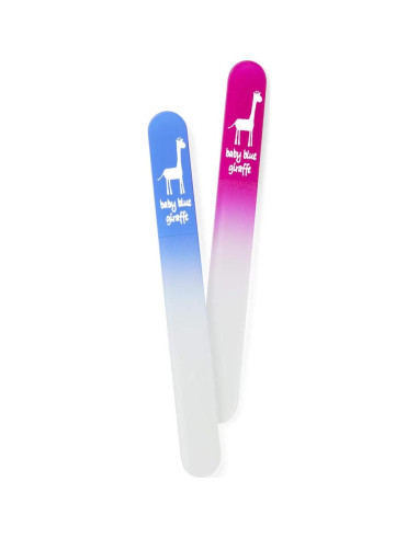Lima de Uñas de Vidrio para Bebés Jirafa Azul Rosa 10cm
