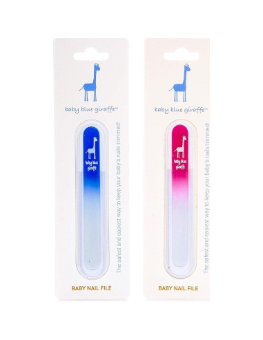 Lima de Uñas de Vidrio para Bebés Jirafa Azul Rosa 10cm