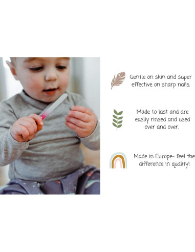 Lima de Uñas de Vidrio para Bebés Jirafa Azul Rosa 10cm