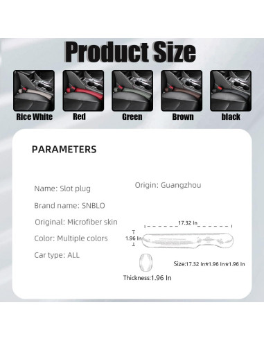 Relleno de Gaps de Asiento de Coche LKAHG 2 Pcs Cuero Microfibra