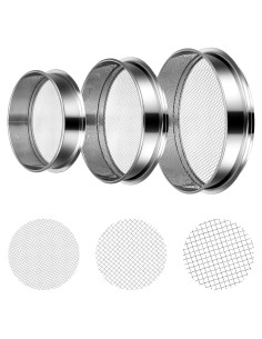 Juego de Tamiz de Suelo 3 Piezas Metal 5mm 3mm 1mm Jardinería
