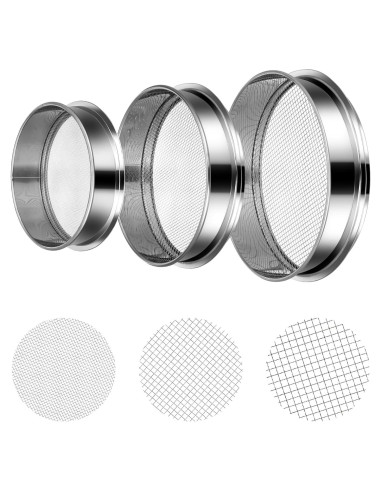 Juego de Tamiz de Suelo 3 Piezas Metal 5mm 3mm 1mm Jardinería