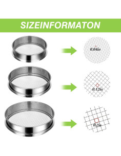 Juego de Tamiz de Suelo 3 Piezas Metal 5mm 3mm 1mm Jardinería 2