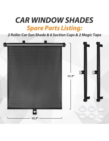 Sombrillas Retráctiles para Ventanas de Auto BOGI 2-Pack UV