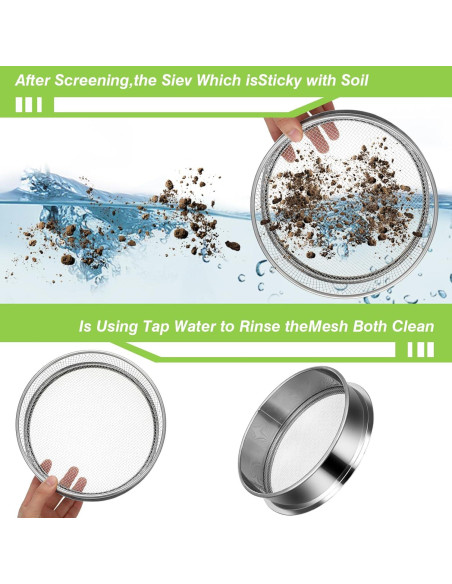 Juego de Tamiz de Suelo 3 Piezas Metal 5mm 3mm 1mm Jardinería