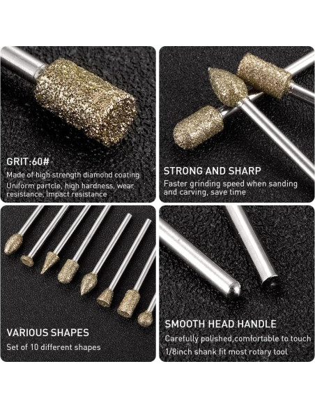 Juego de Puntas de Pulido de Diamante Shengbenhao 20 Pcs