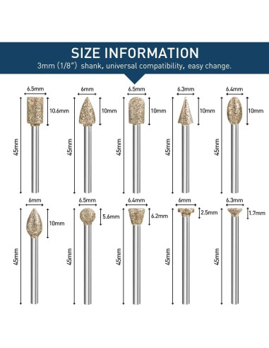 Juego de Puntas de Pulido de Diamante Shengbenhao 20 Pcs