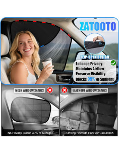 Sombrilla para Ventana de Coche ZATOOTO Ajustable 70x50cm 2