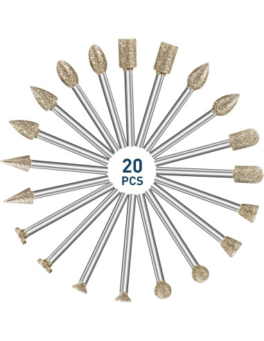 Juego de Puntas de Pulido de Diamante Shengbenhao 20 Pcs
