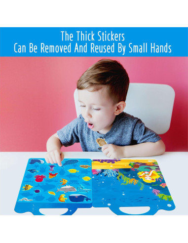 Libro de Pegatinas de Gel Hebayy 36 Animales Marinos Reutilizables