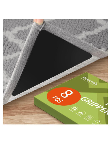 Agarradores Antideslizantes para Alfombras Rabenda 8 Pcs Negro