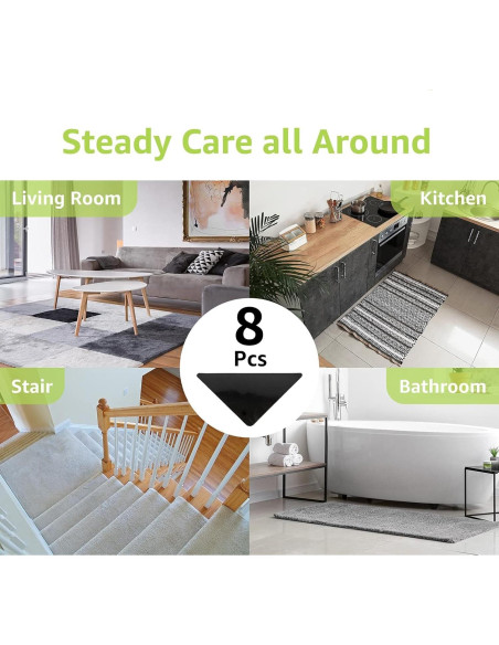 Agarradores Antideslizantes para Alfombras Rabenda 8 Pcs Negro