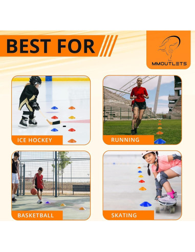 75 Conos de Entrenamiento de Fútbol MMOutlets con Bolsa y Soporte