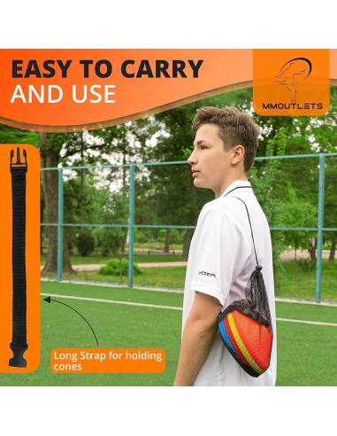 75 Conos de Entrenamiento de Fútbol MMOutlets con Bolsa y Soporte