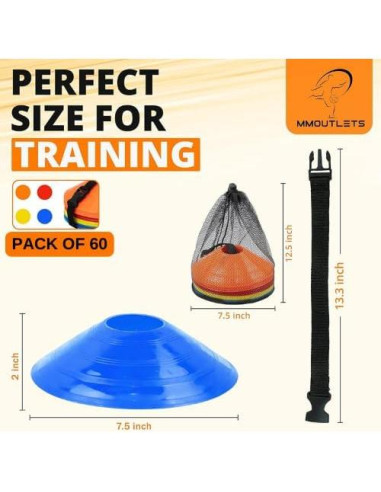 75 Conos de Entrenamiento de Fútbol MMOutlets con Bolsa y Soporte