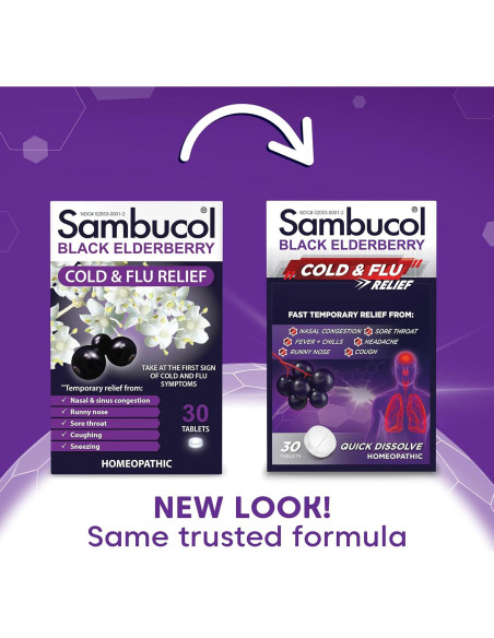 Tabletas Alivio Resfriados Sambucol 30 Contenido 2-Pack