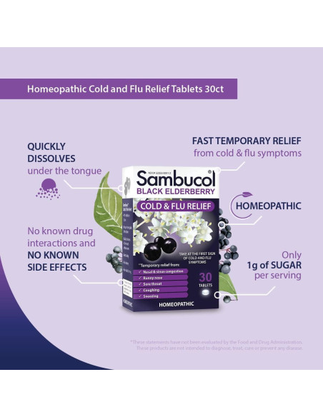 Tabletas Alivio Resfriados Sambucol 30 Contenido 2-Pack