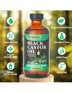 Aceite de Ricino Negro Jamaicano GYBOHO 237ml Crecimiento Cabello 2