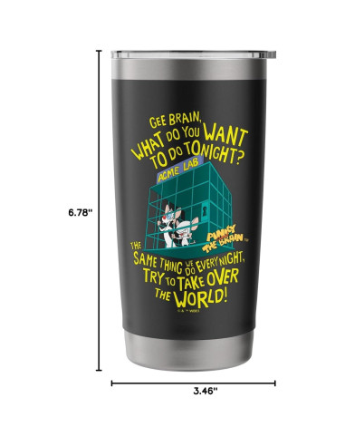 Vaso Térmico Acero Inoxidable Pinky y el Cerebro 591 ml