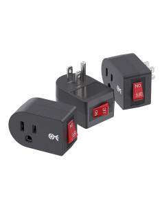 Adaptador de Enchufe a Tierra Cable Matters 3-Pack ON/OFF Negro