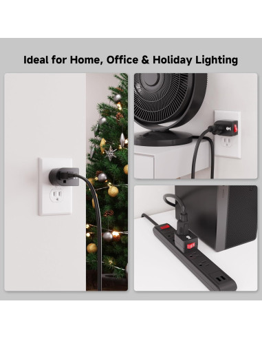 Adaptador de Enchufe a Tierra Cable Matters 3-Pack ON/OFF Negro