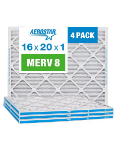 Filtros de Aire Plisados Aerostar 16x20x1 MERV 8 - Paquete de 4