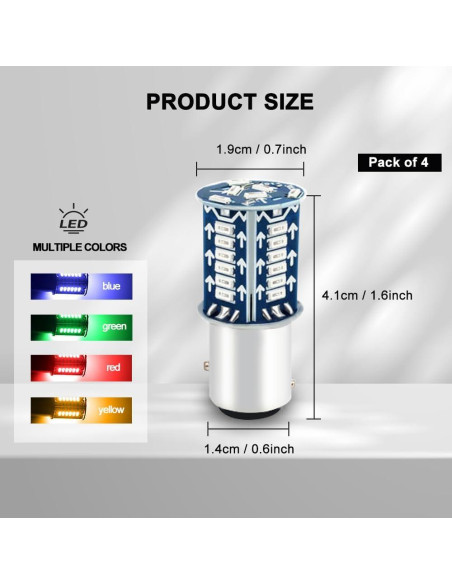 4 Bombillas LED 1157 Kutyun Azul para Luces de Freno 12V