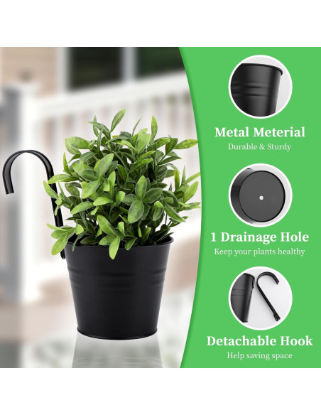 Macetas Colgantes GREANER 10 Piezas Metal Negro Drenaje
