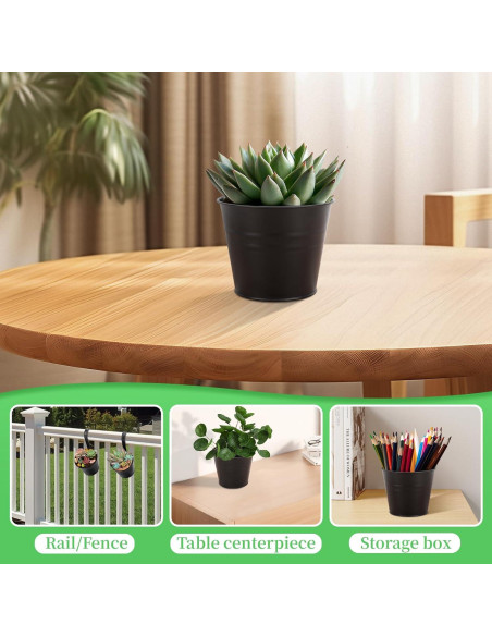 Macetas Colgantes GREANER 10 Piezas Metal Negro Drenaje