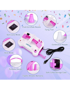 Bomba de Aire Eléctrica AGPtEK BP59P 600W Rosa y Blanca 2