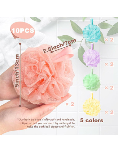 10 Esponjas de Ducha Loofah Meirrnyyu 13 cm Exfoliantes Colores
