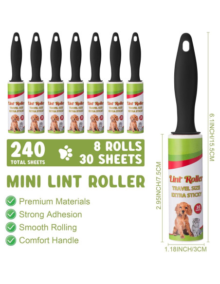Hushee Mini Rodillos Quitapelusas 8 Pcs para Ropa y Muebles