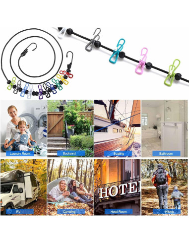 Cuerda de Ropa de Viaje KAYALIKES 3 Unidades Multicolor