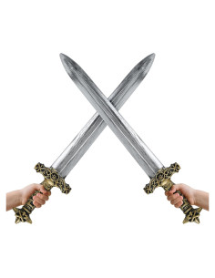 2 Espadas de Juguete Romanas Oro y Plata 59 cm Halloween