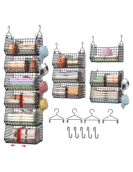 Organizador Colgante de Closet Jautokerdar 6 Niveles Negro