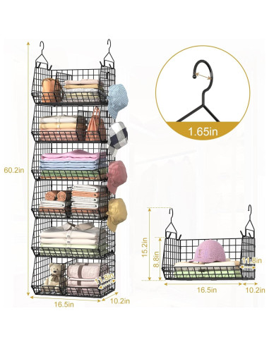 Organizador Colgante de Closet Jautokerdar 6 Niveles Negro