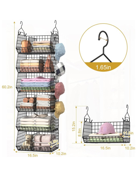 Organizador Colgante de Closet Jautokerdar 6 Niveles Negro