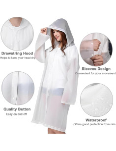 Ponchos de Lluvia Cosowe Reutilizables para Adultos 2 Pcs 2