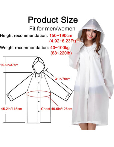Ponchos de Lluvia Cosowe Reutilizables para Adultos 2 Pcs