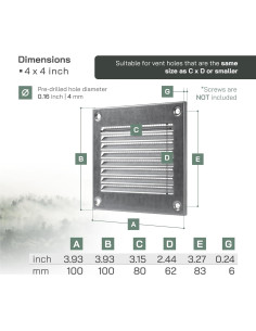 Cubierta de Ventilación Metal Galvanizado 10x10 cm para HVAC 2