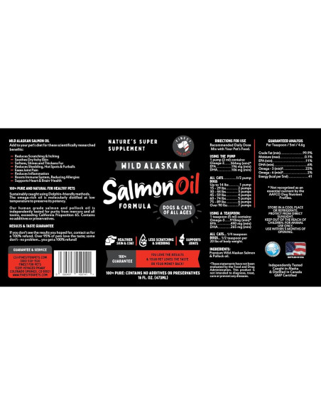 Aceite de Salmón Salvaje de Alaska 473ml para Perros y Gatos